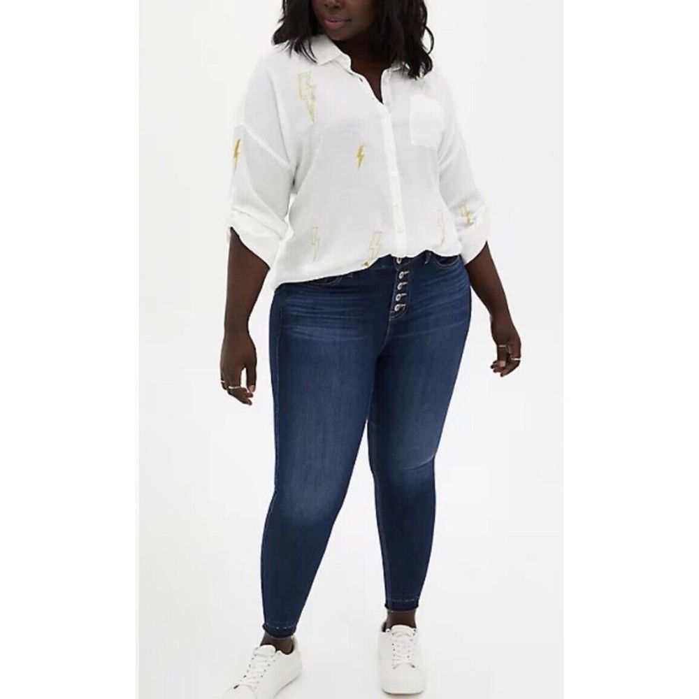 Torrid Drop Shoulder Button Front Top - Size 2x -… - image 3